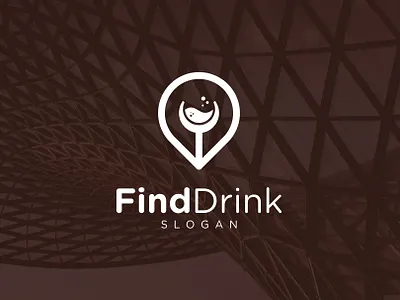 Drink Glass Location Logo beverage branding cocktail design drink find glass gps graphic design illustration location logo logo design map modern pin search simple water wine