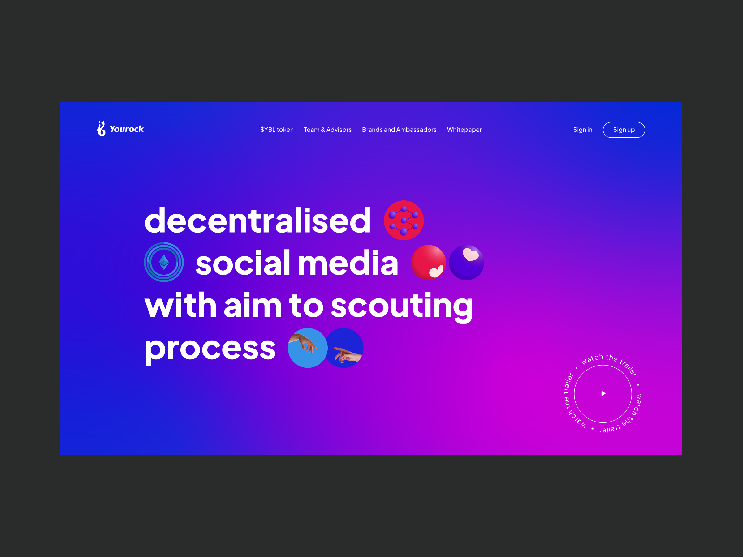 Yourock animated tittle animation blockchain blue branding decentralize gradient it company motion graphics nft red social media ui web 3.0