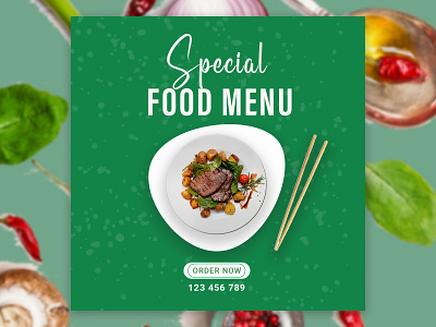 Social media food banner, post ads food banner instagram post
