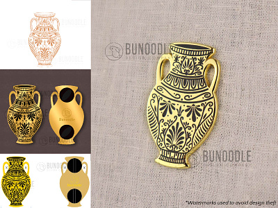 Amphora pin - Sketch to Final Product amphora brand branding craft design enamel pin etsy graphic design illustration logo mark pin product