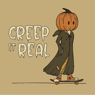 Creep It Real - Pumpkin Kid Illustration apparel brand branding craft design etsy graphic design halloween illustration mark mascot pumpkin skateboard