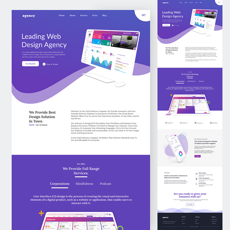 Agency Landing Page Design by Farzana Rahman on Dribbble