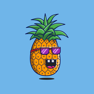 cool laughing pineapple branding cartoon design graphic design illustration logo vector