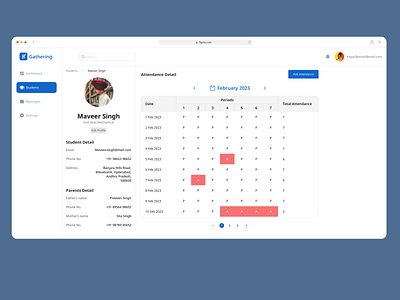 Gathering a simple dashboard for attendance admin admin dashboard admin panel admin theme dahboard dashboard dashboardui design flat productivity sidebar task manager to do ui uiux user user dashboard