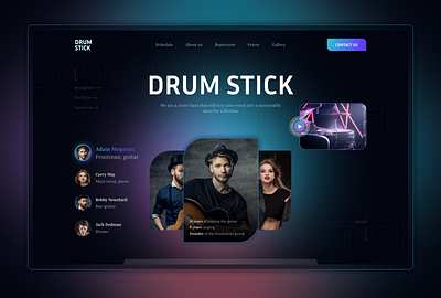 Website business card of a musical group bussinescard concept landing music ui webdesign website