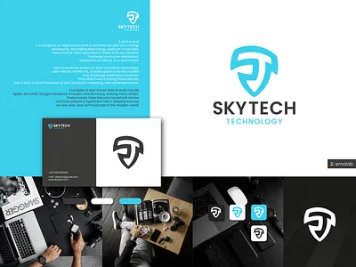 SKYTECH | technology logo adobe app icon art brand guidelins brand identity branding business logo company logo concept creative design graphic design illustration logo logofolio minimal logo shop logo tech logo ui vector