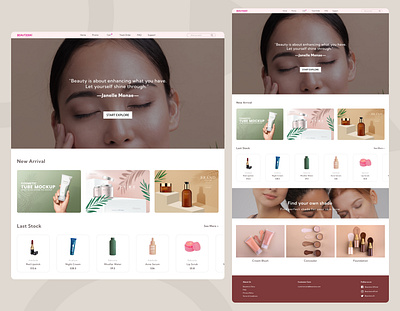 Beautiera! Beauty Online Store beauty design ecommerce mockup online store skincare ui ui design uiux user interface web web design