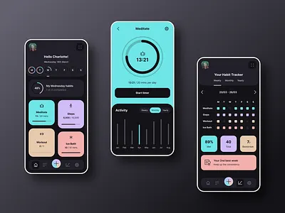 Habit Tracker app clean colour design fitness gradient graph habit health product statistics tracker ui ux
