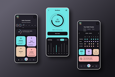 Habit Tracker app clean colour design fitness gradient graph habit health product statistics tracker ui ux