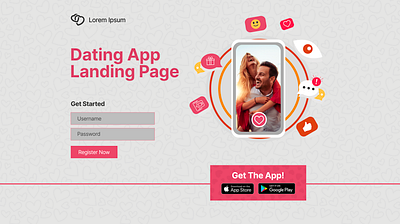 Dating App Landing Page animation dating ui ux