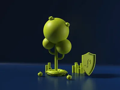 Savings and Retirement - Color 3d agency animation blender brand brand agency brand identity branding c4d cycles float identity insurance logo logo design logo identity motion graphics shield tree web animation