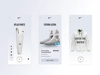 Nike App Redesign Concept 3d app design beautiful design e commerce futuristic inspiration ios minimalist nike shoes shopping ui