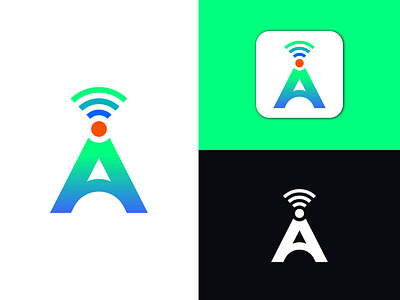 Letter A with a Wi-Fi icon Logo design Idea a logo branding design graphic design icon illustration internet logo letter a logo logo creator logo design minimal logo modern logo network simple logo tech logo vector web website logo wi fi