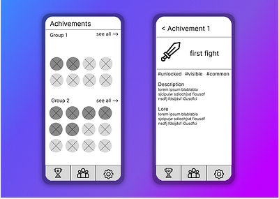 Wireframe achivement app achivement ux wireframe