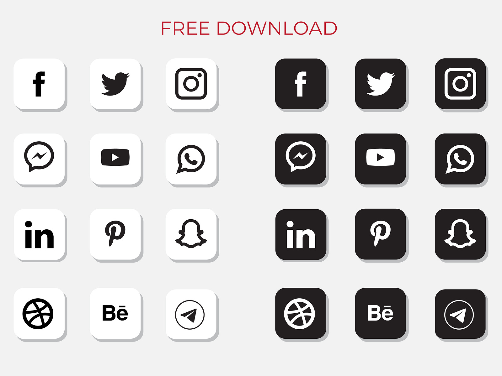 Social Media Icon pack Free Download by Elenor Design on Dribbble