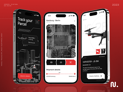 Drone Delivery Mobile App app cyberpank delivery design drone interface ios mobile location map track tracking user interface uxui