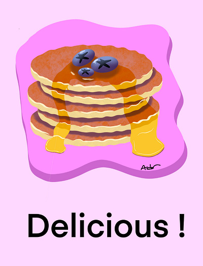 Pancakes with Syrup and Blueberries drawing graphic design illustration learning