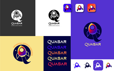 Quasar | Rocketship Logo | day 1 advice airship app beginner branding color dailylogochallenge day 1 design graphic design illustration logo planet quasar rocketship space ui ux vector