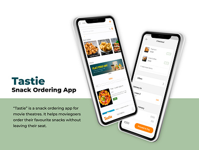 UX/UI DESIGN Tastie - Snack Ordering App for Theatre design figma mobile app prototype research ui ux vector wireframe xd