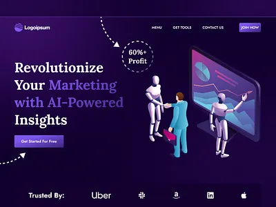 AI-POWERED Marketing Agency Web Hero | Landing Page UI UX Design ai artificial intelligence ui ux user experience user interface web ui web ui ux website design