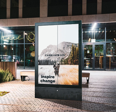 CARBONOFF - INSPIRE CHANGE - STREET BANNER add carbon credits graphic design inspire change logo nature street banner street graphic design