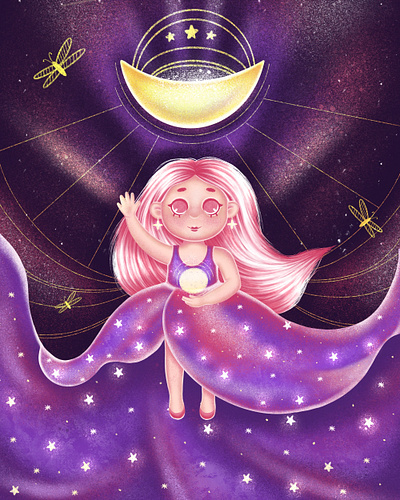 Волшебница , Луна branding design illustration бренд персонаж детская иллюстрация книжная иллюстрация
