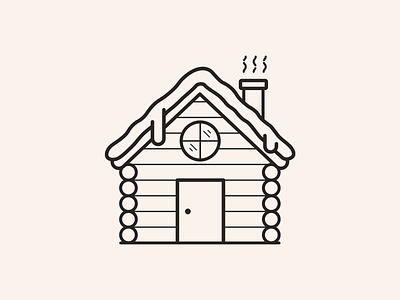Log Cabin Outline Icon hut illustration vector window