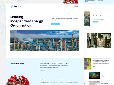 Penta company website clean company website design hero section image landing page light mode minimal modern oil and gas petroleum ui ui design website design