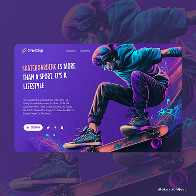 Street Kings: A new-age Skateboarding brand app branding clean colourful design graphic design landing page modern skate skateboarding street style ui ui ux ux web design website website ui