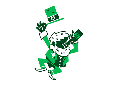 Happy st. patrick's day beer character clean design drink green hat leprechaun one color spot illustration st. patricks day