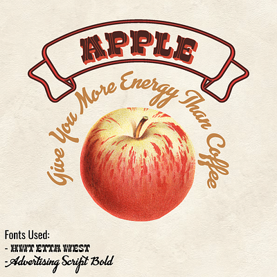 Vintage Fruit Poster apple graphic design illustration typography vector vintage
