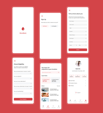 Blood Donation App app design ui ux