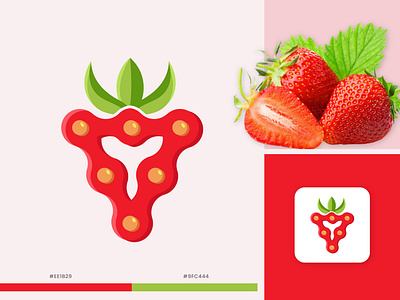 Strawberry Tech Logo abstract logo branding concept creative logo food logo fruit illustration logo logo design logo designer logos modern logo strawberry tech technology unique logo vector