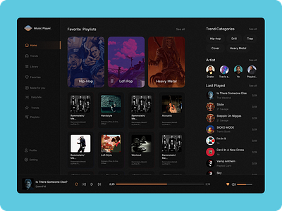Music Player. app design music spotify ui ux web design website