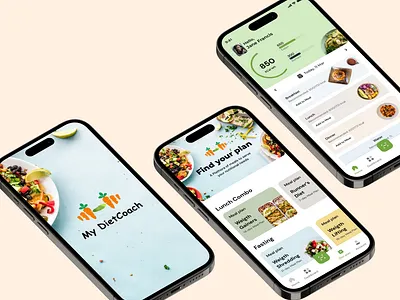 Nutrition Tracking Application blue diet food green gym inspiration minimalist nutrition orange protptype ui ux