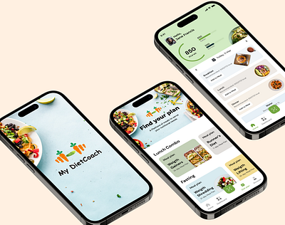 Nutrition Tracking Application blue diet food green gym inspiration minimalist nutrition orange protptype ui ux