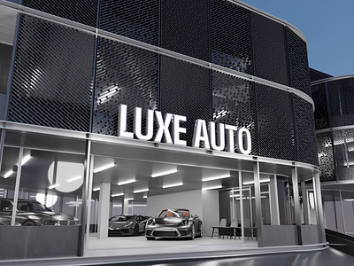 Luxe Auto - Luxury Car Showroom Animation 3d 3d animation 3d illustration 3d model 3d modeling 3d showroom animation blender blendercycle c4d car showroom illustration product animation render showroom animation