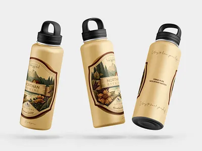 Mountain water bottle package label design bottle label design box design branding carton box design creative product design design illustration label design logo product design ui