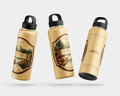 Mountain water bottle package label design bottle label design box design branding carton box design creative product design design illustration label design logo product design ui