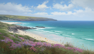 St. Ives Bay Oil Painting design illustration