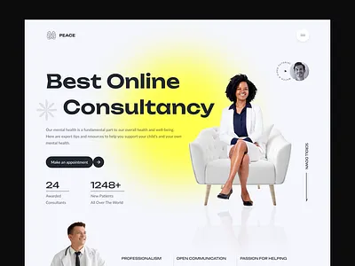 Mental Health Website UI branding consultancy design doctor graphic design health illustration landingpage logo mentalhealth mind minimal trendy ui uiux ux vector webdesign website