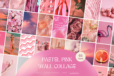 Pastel Pink Wall Collage Kit aesthetic canva design digital art graphic design illustration pastel pink template