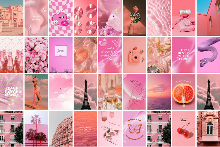 Pastel Pink Wall Collage Kit by Scorpio Studio on Dribbble