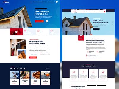 Roofan - Roof Repairing Web Design branding business design figma graphic design logo minimal modern portfolio renovation repairing roof construction roof fixes roof installation roof layer typography ui ux vector website