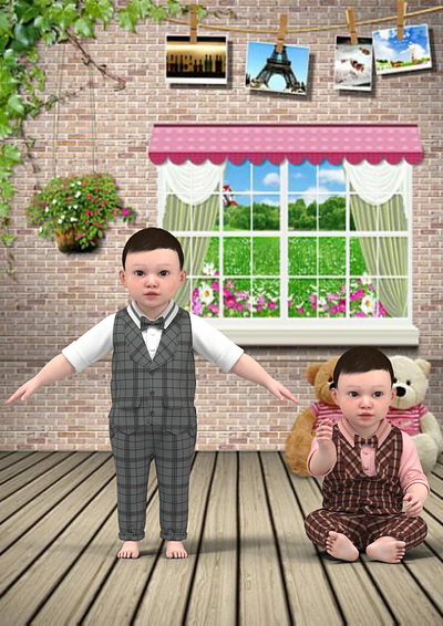 Baby kids dress virtual sample 3d animation graphic design motion graphics