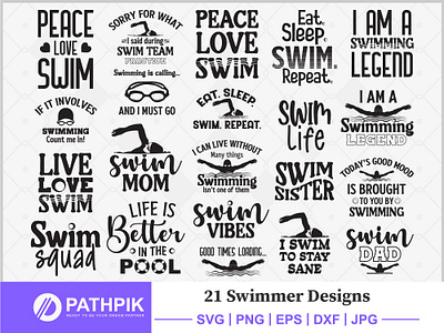 Swimming SVG Design scrapbooking ephemera