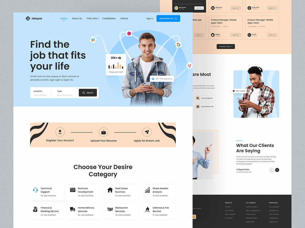 Job Finder Platform Website by Hasan for PageX on Dribbble