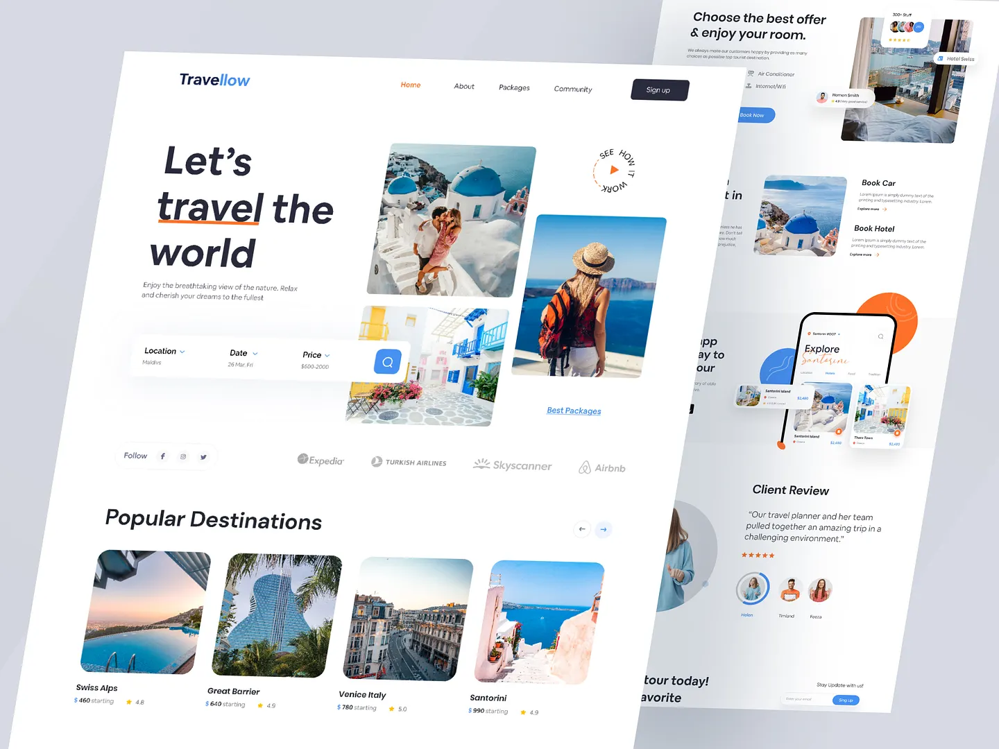 Modern Travel Booking Website Design for Seamless User Experience