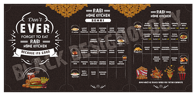 Rabi Home Kitchen Menu Design adobe black designology branding channel logo design graphic design illustration illustrator logo menu design photoshop ui vector