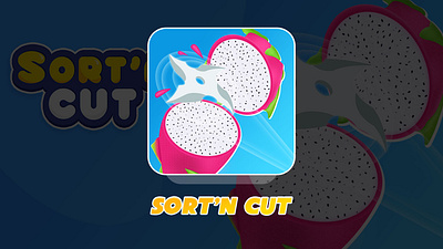 Sort'n Cut -Puzzle Game app icon casual game fruit cut game icon game ui hyper casual game puzzle game sortn cut